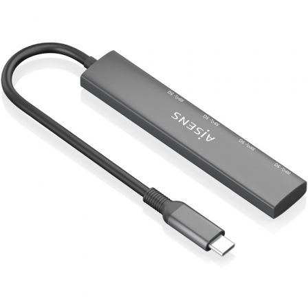 Aisens Hub USB 3.1 USB-C con 4 puertos USB 3.0, Gris